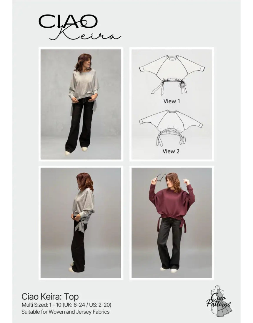 Keira Top Paper Sewing Pattern, Ciao Patterns