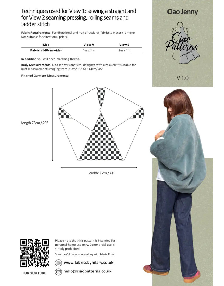 Jenny Bolero Paper Sewing Pattern, Ciao Patterns