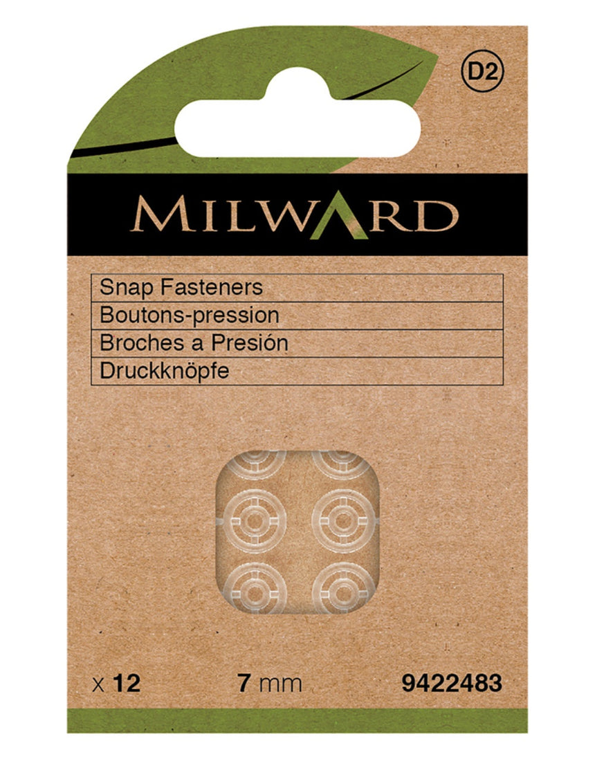 Milward Green Sew-on Snap Fasteners, Invisible 7mm