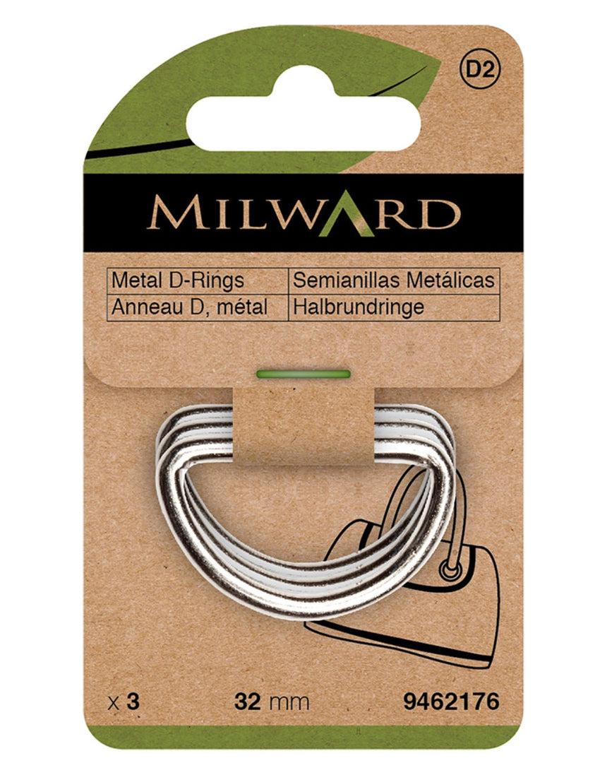 Milward Green Nickel D Rings, 32mm