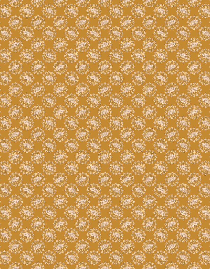 Honey Peaceful Cotton Fabric, Cozy Christmas by Anna Maria Textiles