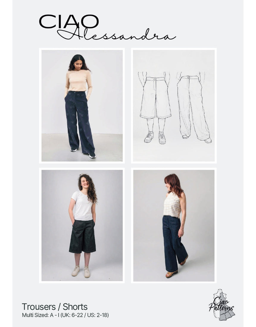 Alessandra Trousers Paper Sewing Pattern, Ciao Patterns