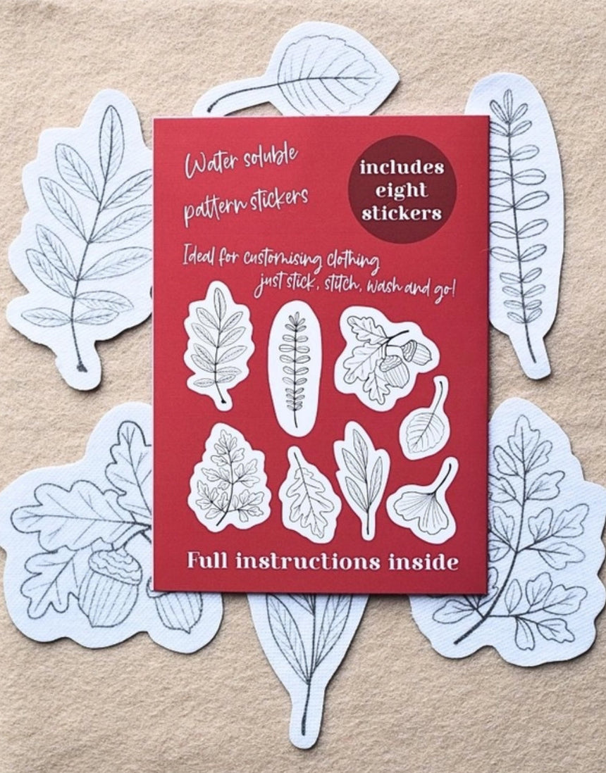 Autumn Leaves Stick & Stitch Embroidery Patterns, Blackbird & Bloom