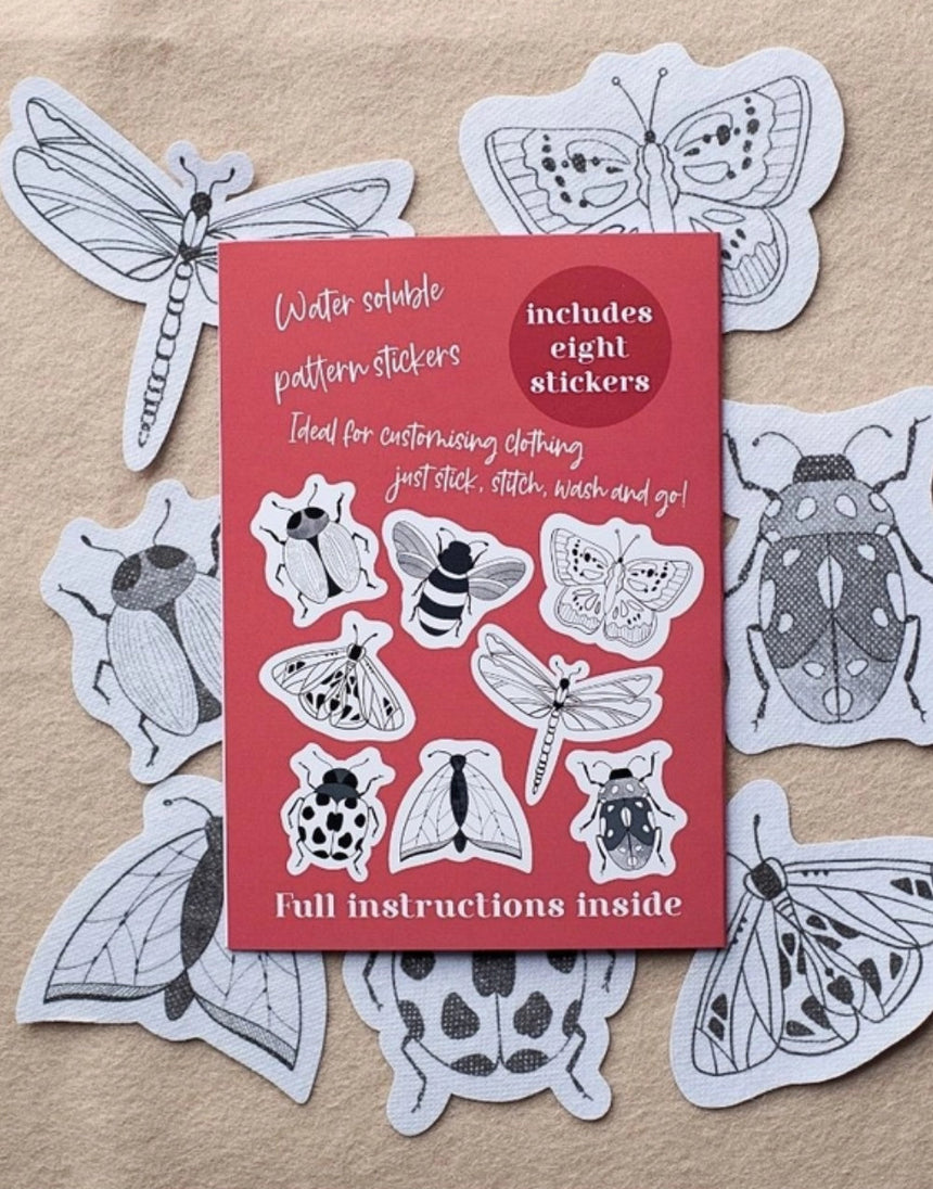 Beautiful Bugs Stick & Stitch Embroidery Patterns, Blackbird & Bloom