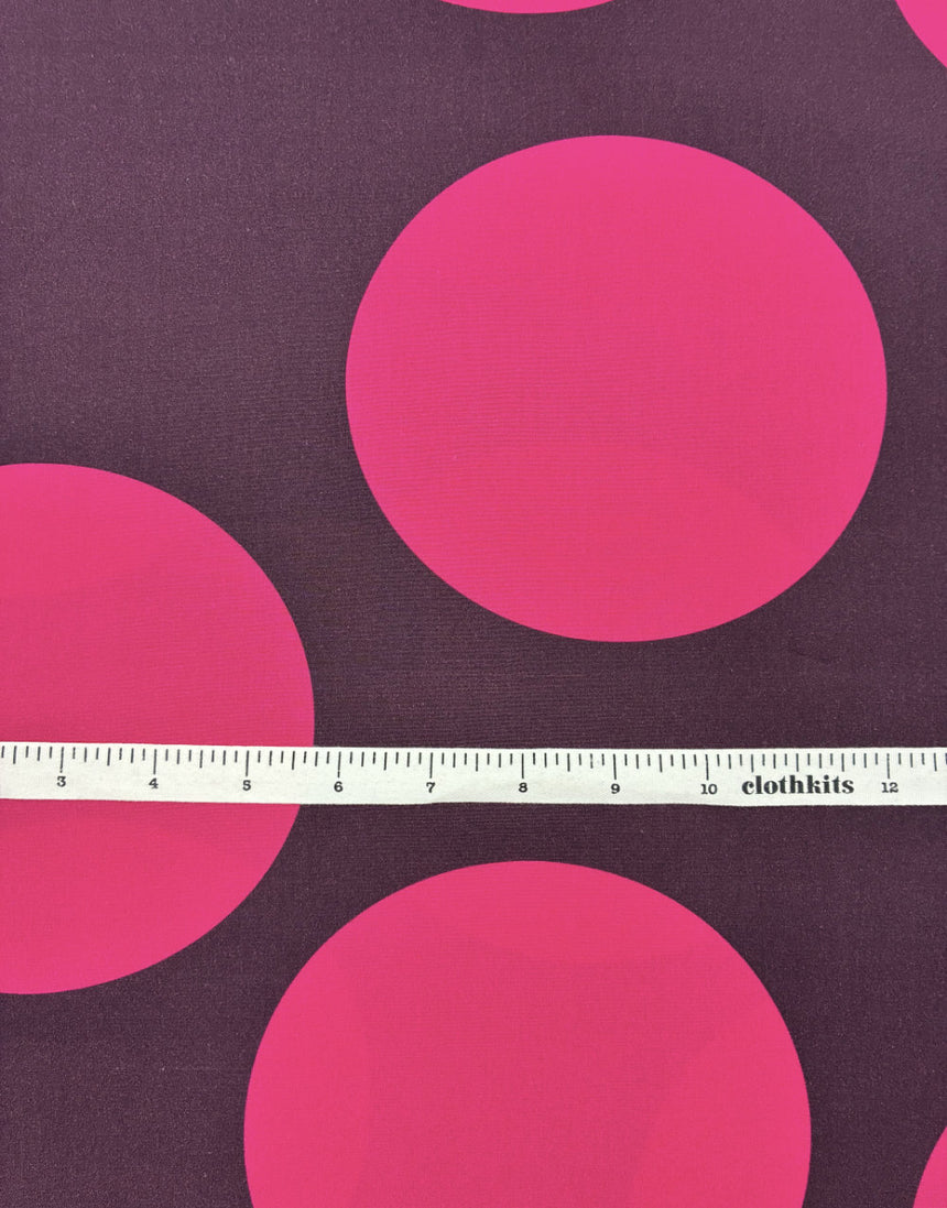Aubergine and Cerise Spot, Cotton Poplin Fabric, Light and Lush
