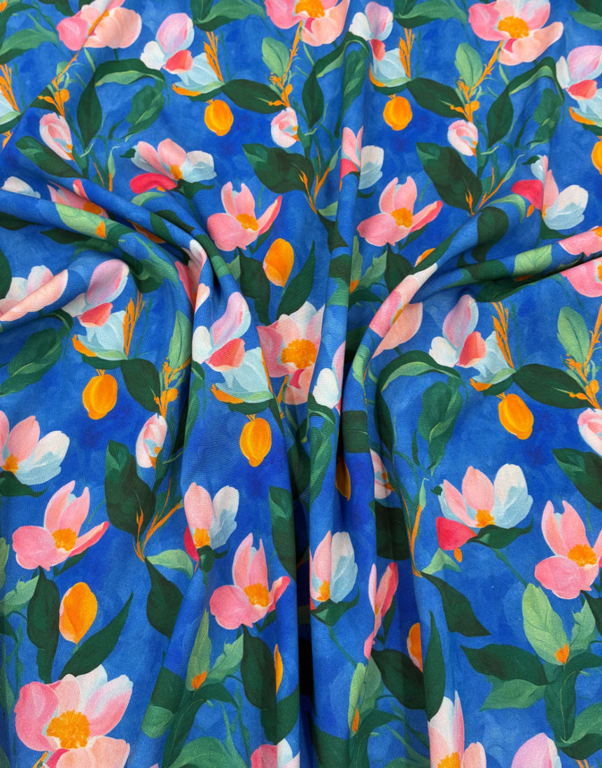 Magnolia Sky Stretch Viscose Fabric