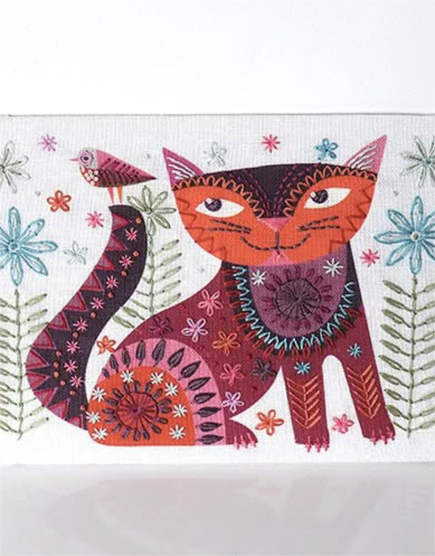 Brown Cat, Nancy Nicholson Embroidery Stitch Kit