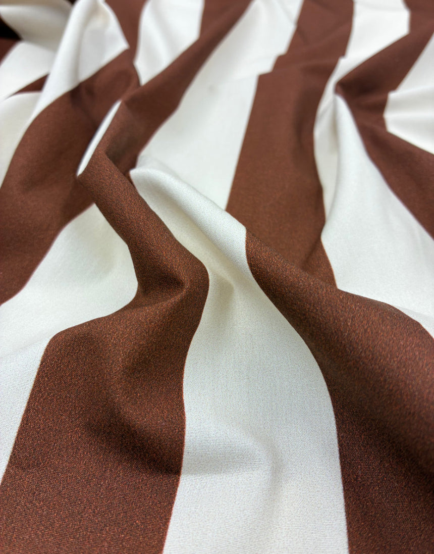 Chocolate and Cream Wide Stripe, Cotton Poplin Fabric, Light and Lush