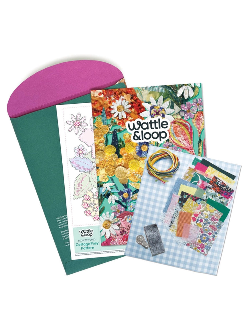 Cottage Posy Slow Stitching Kit, Wattle & Loop