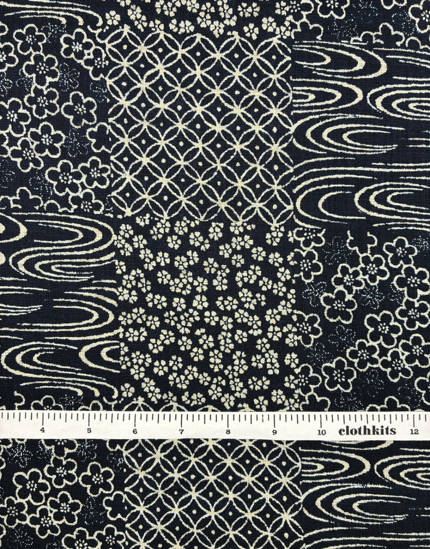 Sakura Patchwork Cotton Fabric, Sevenberry