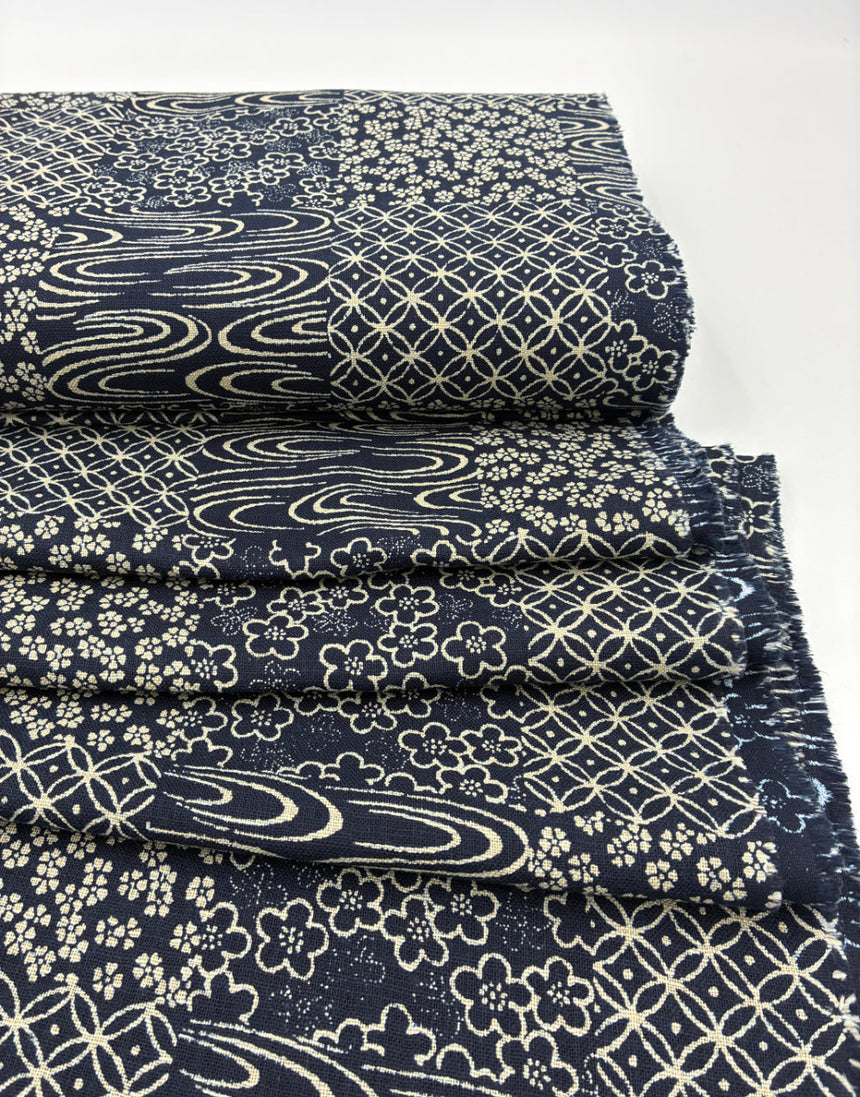 Sakura Patchwork Cotton Fabric, Sevenberry