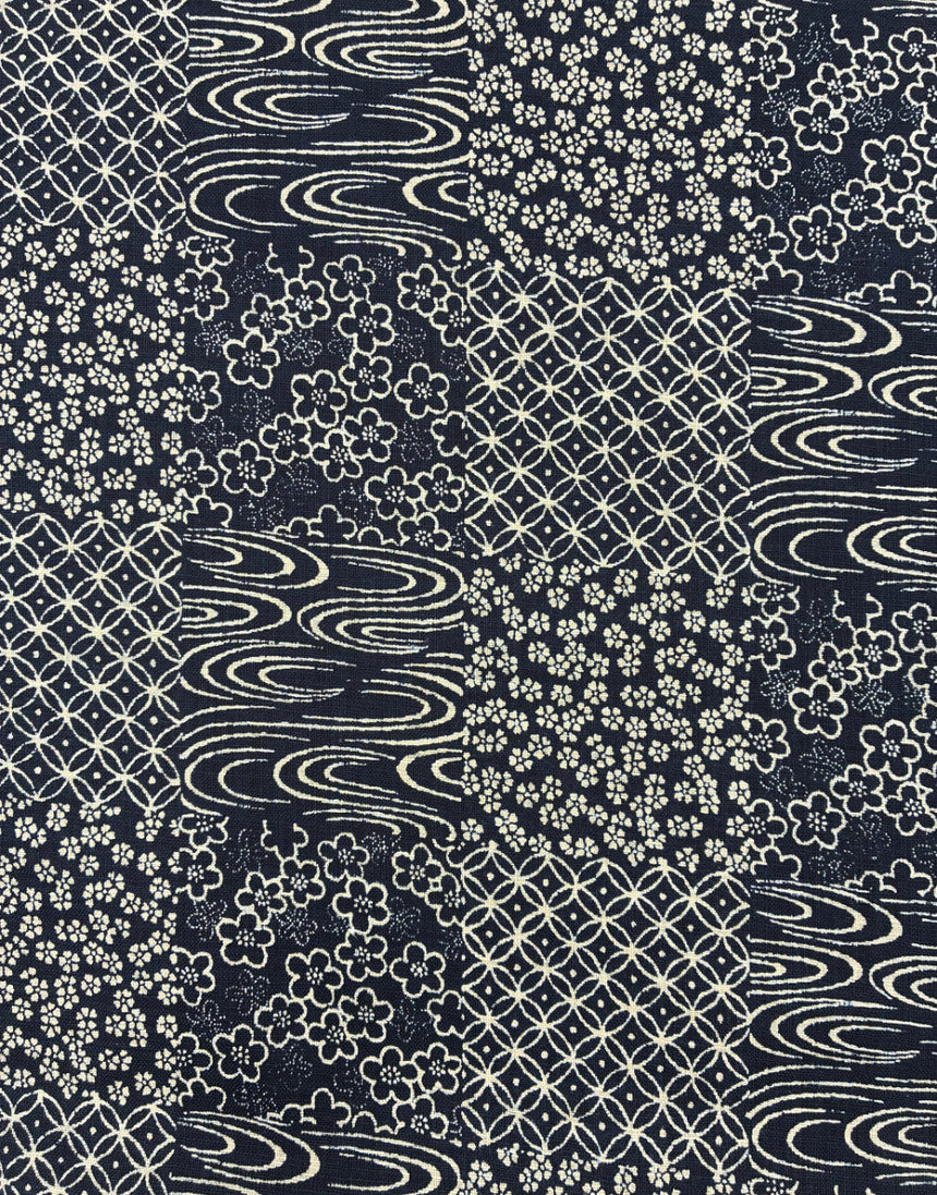 Sakura Patchwork Cotton Fabric, Sevenberry