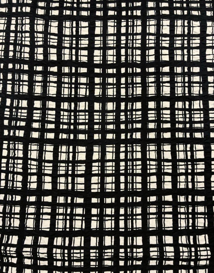 Crosshatch Seersucker Cotton Fabric, Sevenberry