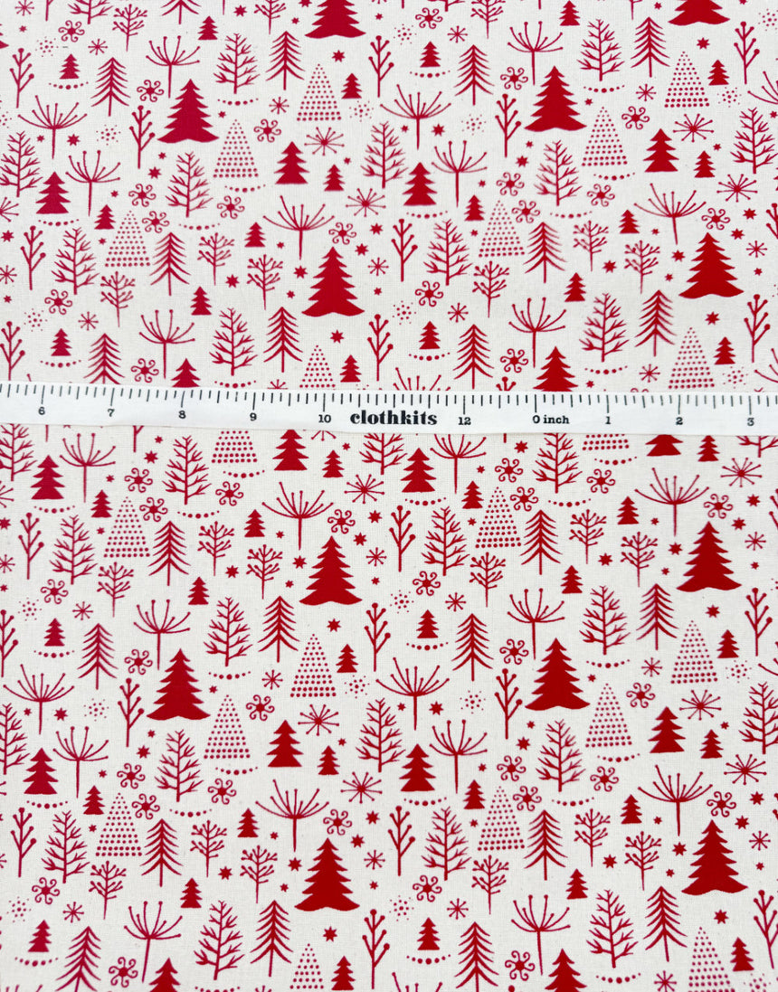 Scandi Christmas Trees Natural Cotton Fabric