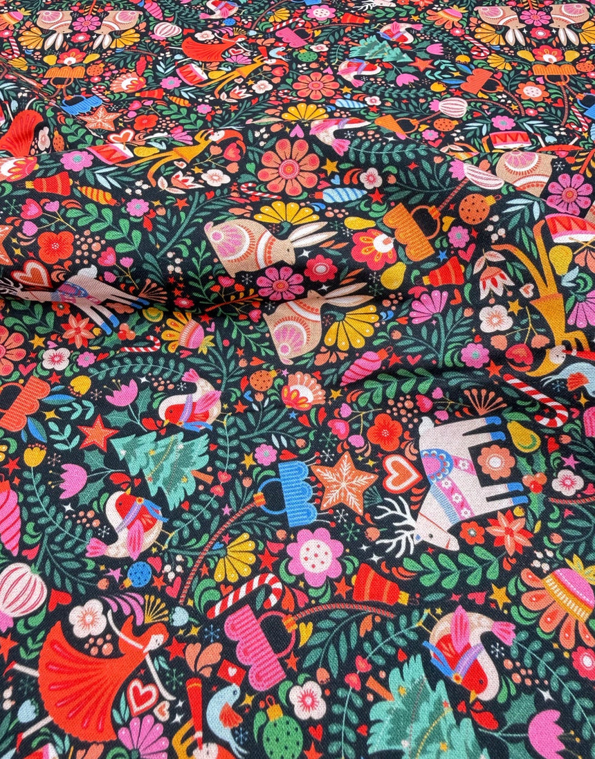 Thread & Ink Deck the Halls Christmas Cotton Fabric - Deck the Halls