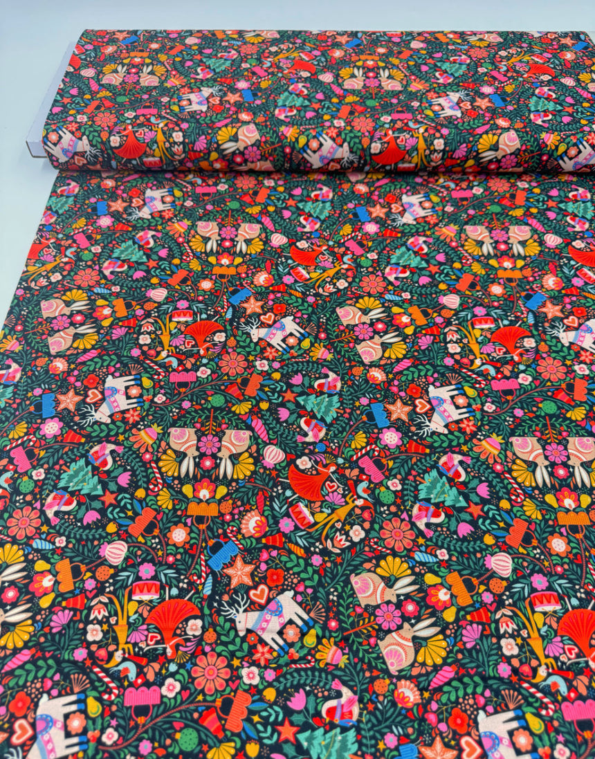 Thread & Ink Deck the Halls Christmas Cotton Fabric - Deck the Halls