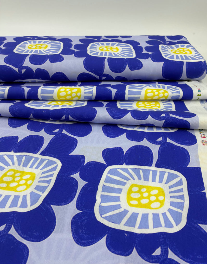 Riku Flower Seaside Cotton Poplin Fabric, Karine+Kind