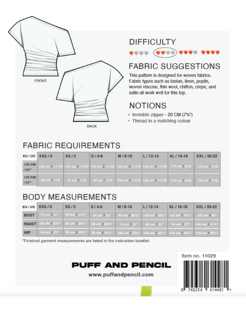 Drop Top Sewing Pattern, Puff & Pencil