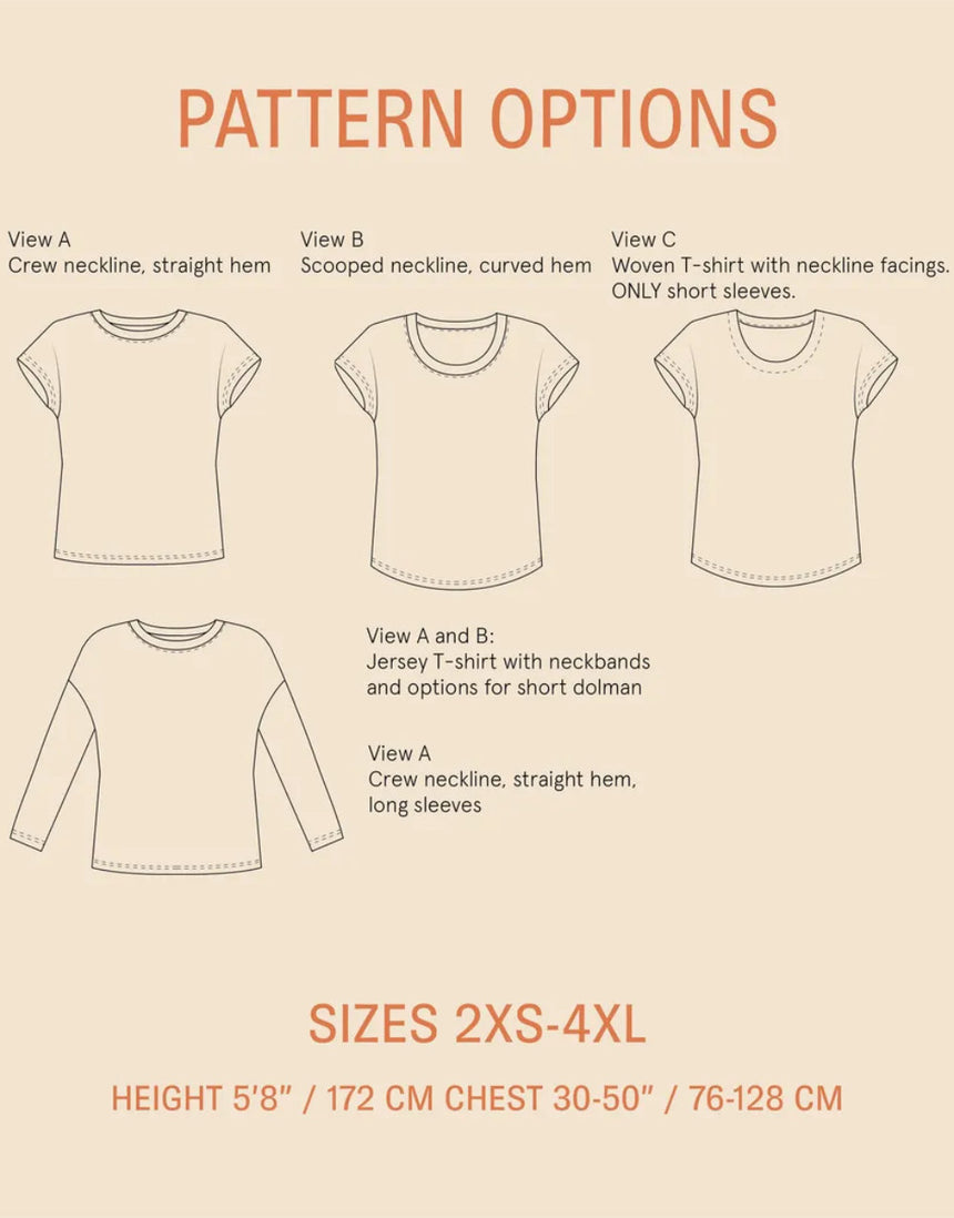 Easy T-shirt PDF Sewing Pattern, Wardrobe by Me