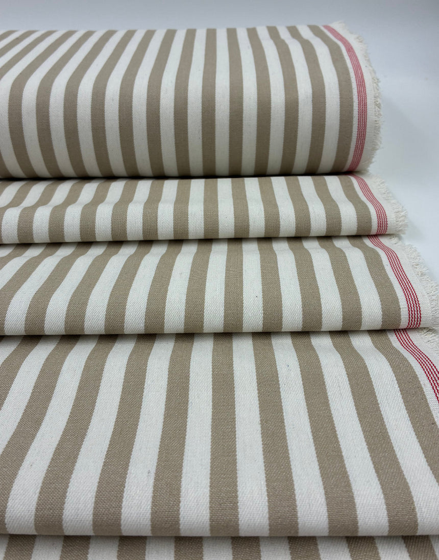 Ecru Stripe Cotton Denim Fabric