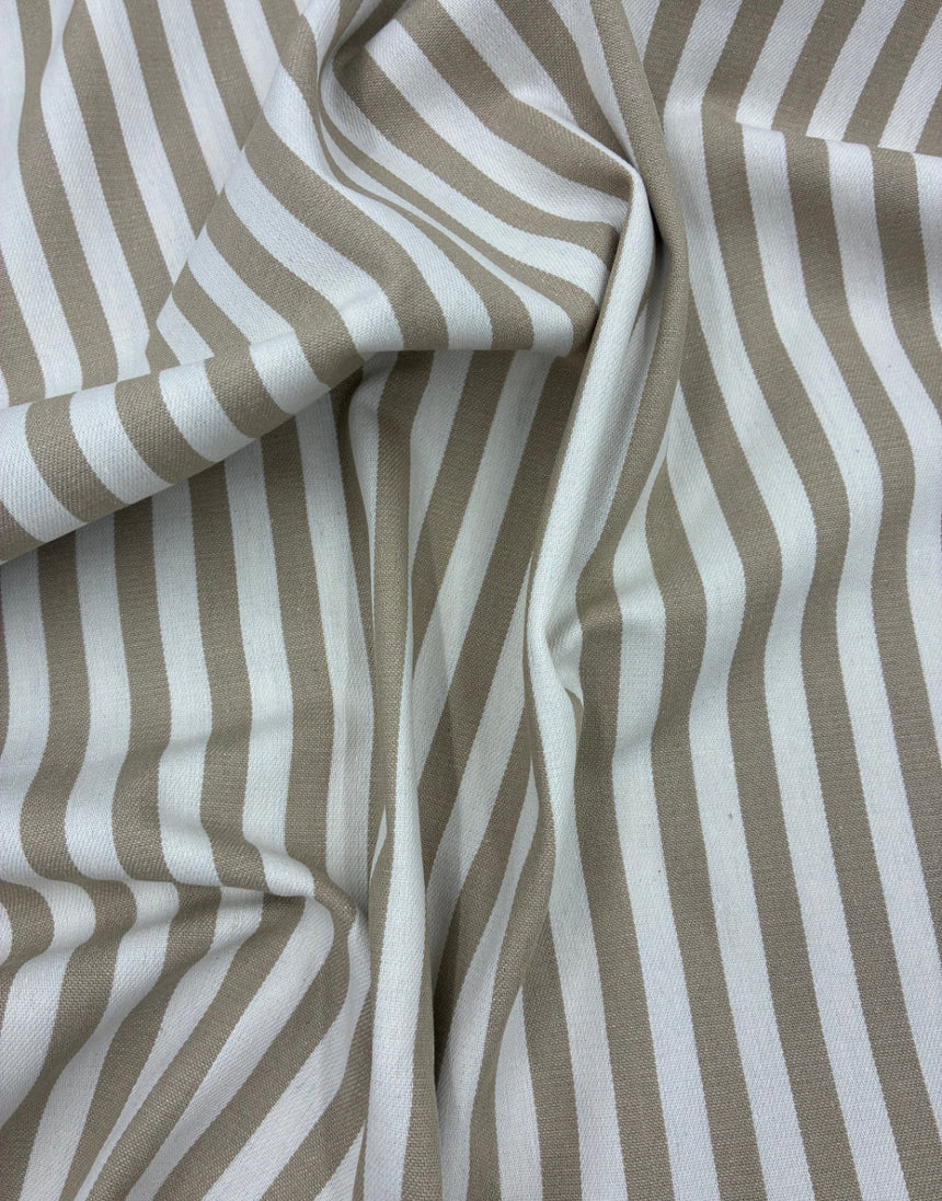 Ecru Stripe Cotton Denim Fabric