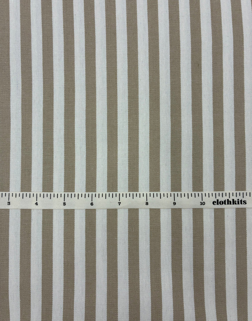 Ecru Stripe Cotton Denim Fabric