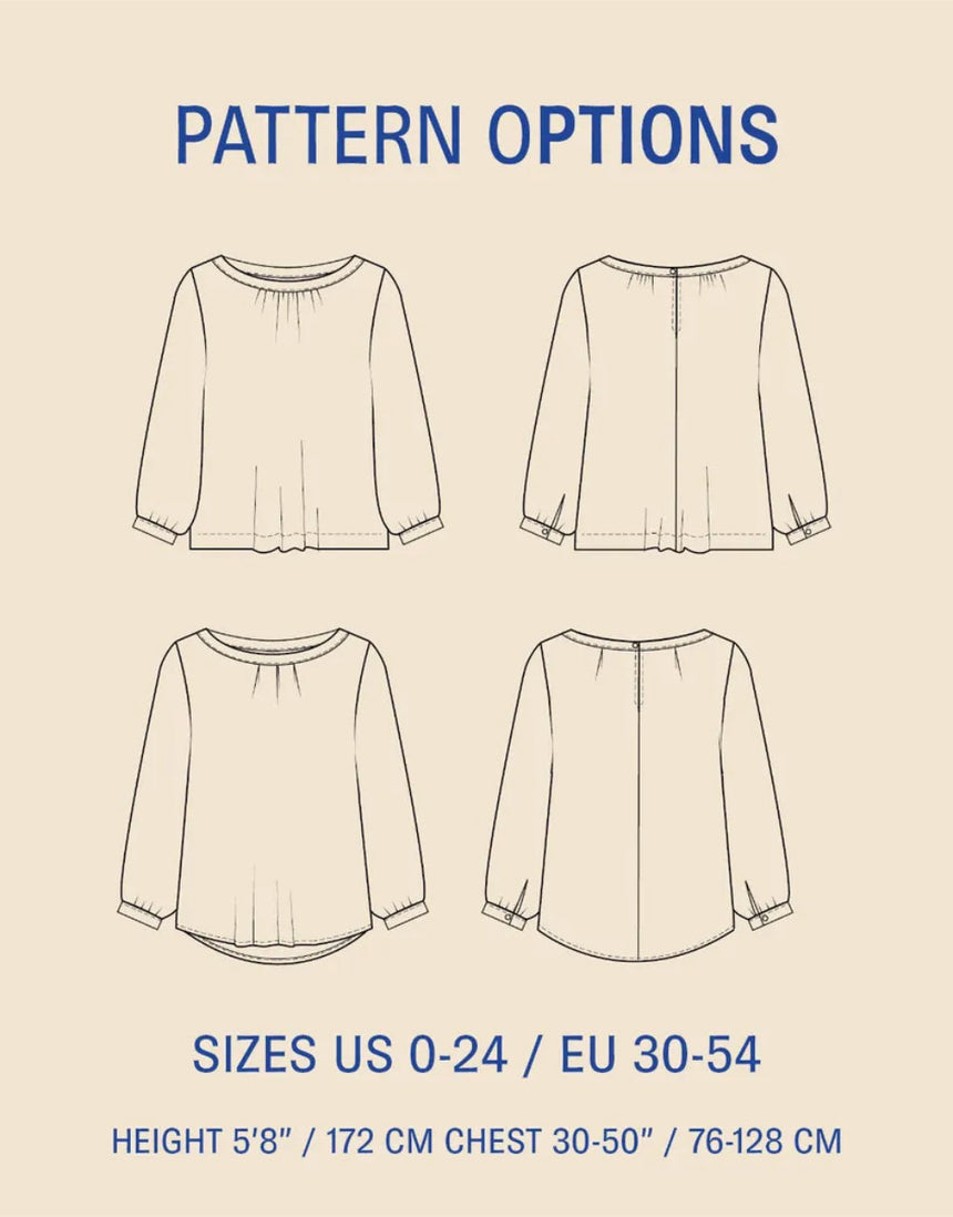 Esther Blouse PDF Sewing pattern, Wardrobe by Me