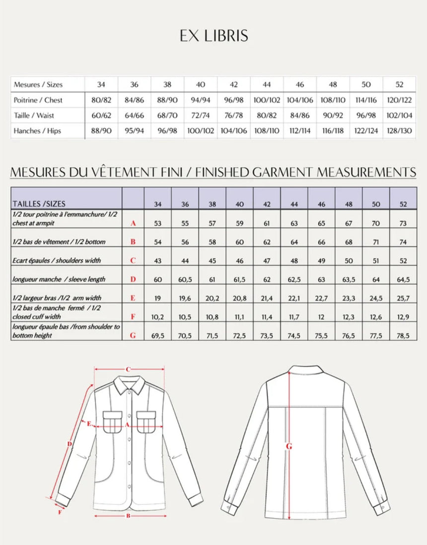 Ex Libris Surchemise Overshirt Paper Sewing Pattern, Maison Fauve