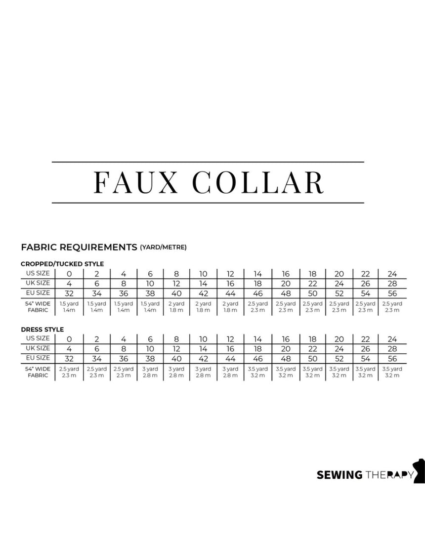 Faux Collar Shirt and Dress PDF Pattern, Sewing Therapy