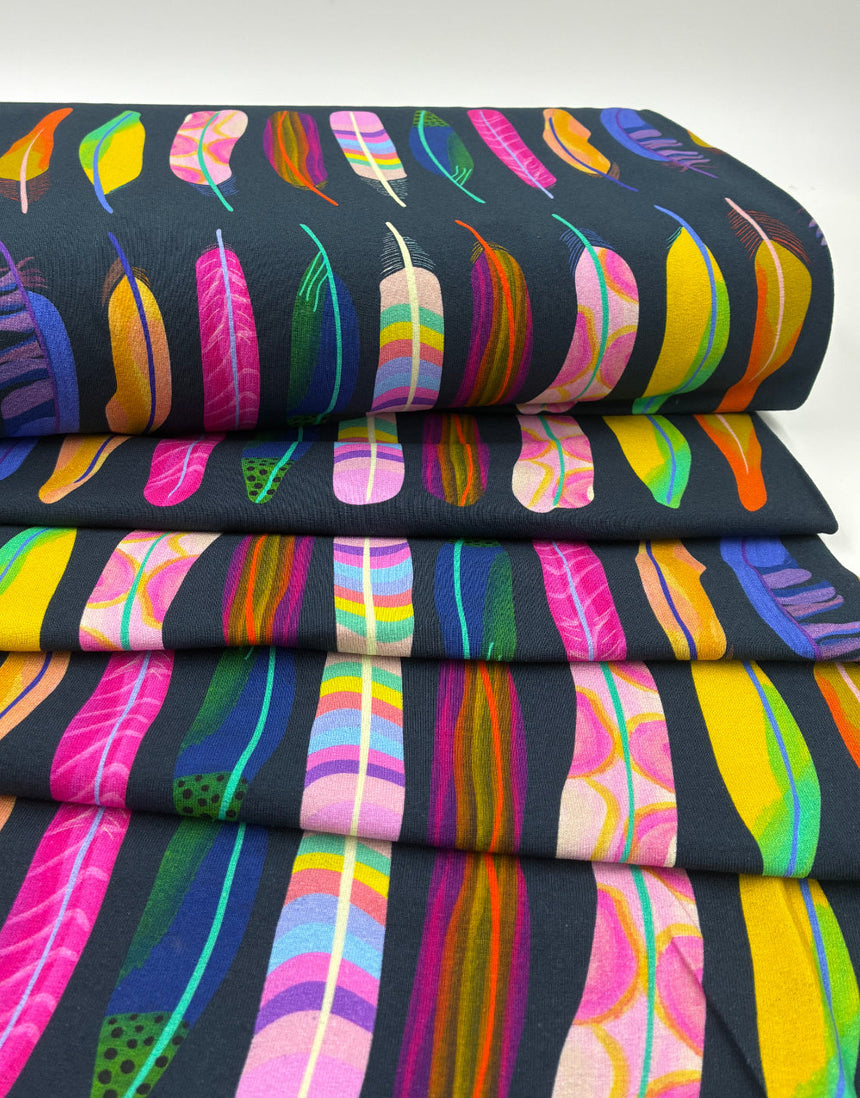 Strobe Feather Cotton Jersey Fabric, Karine+Kind