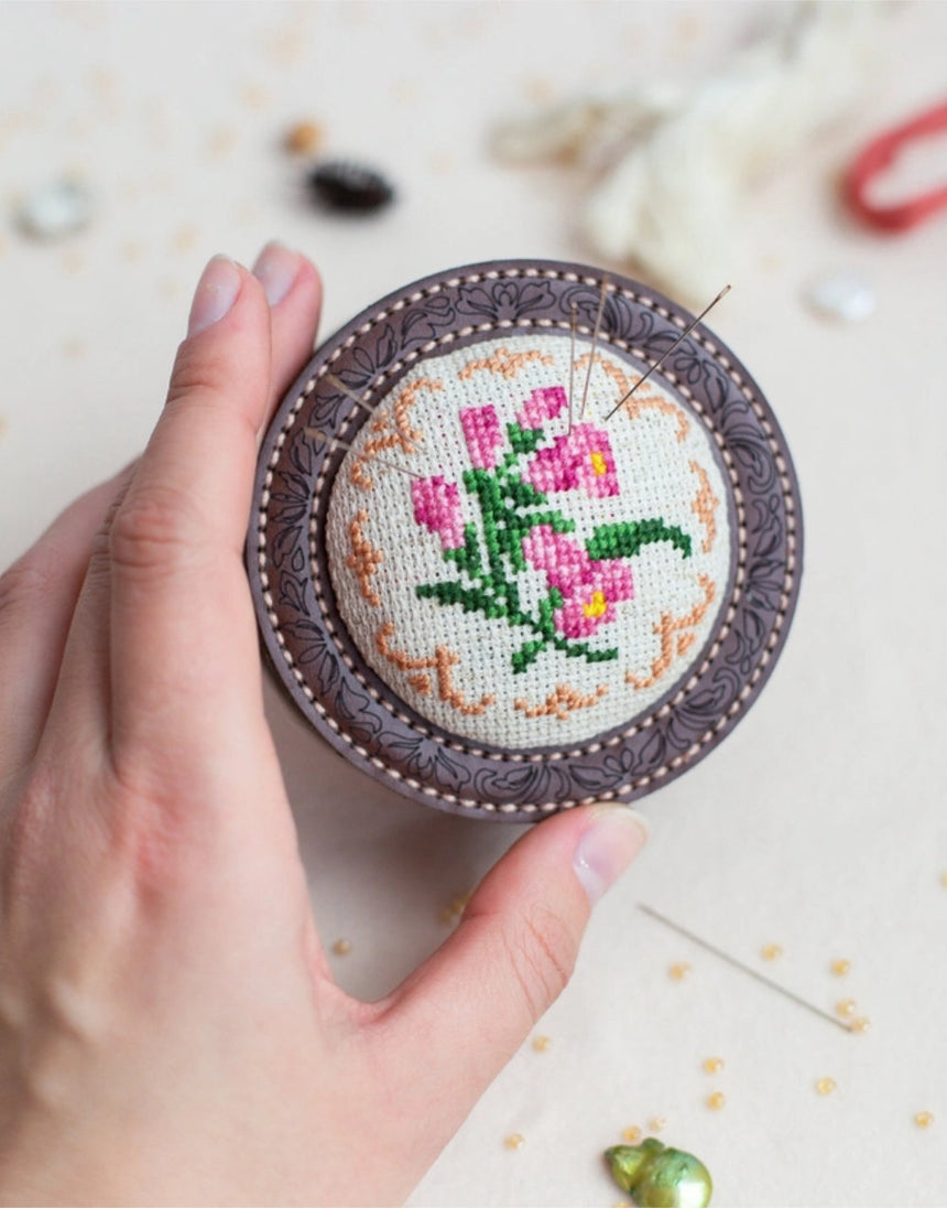 Make your own Floral Embroidery Pin Cushion Kit