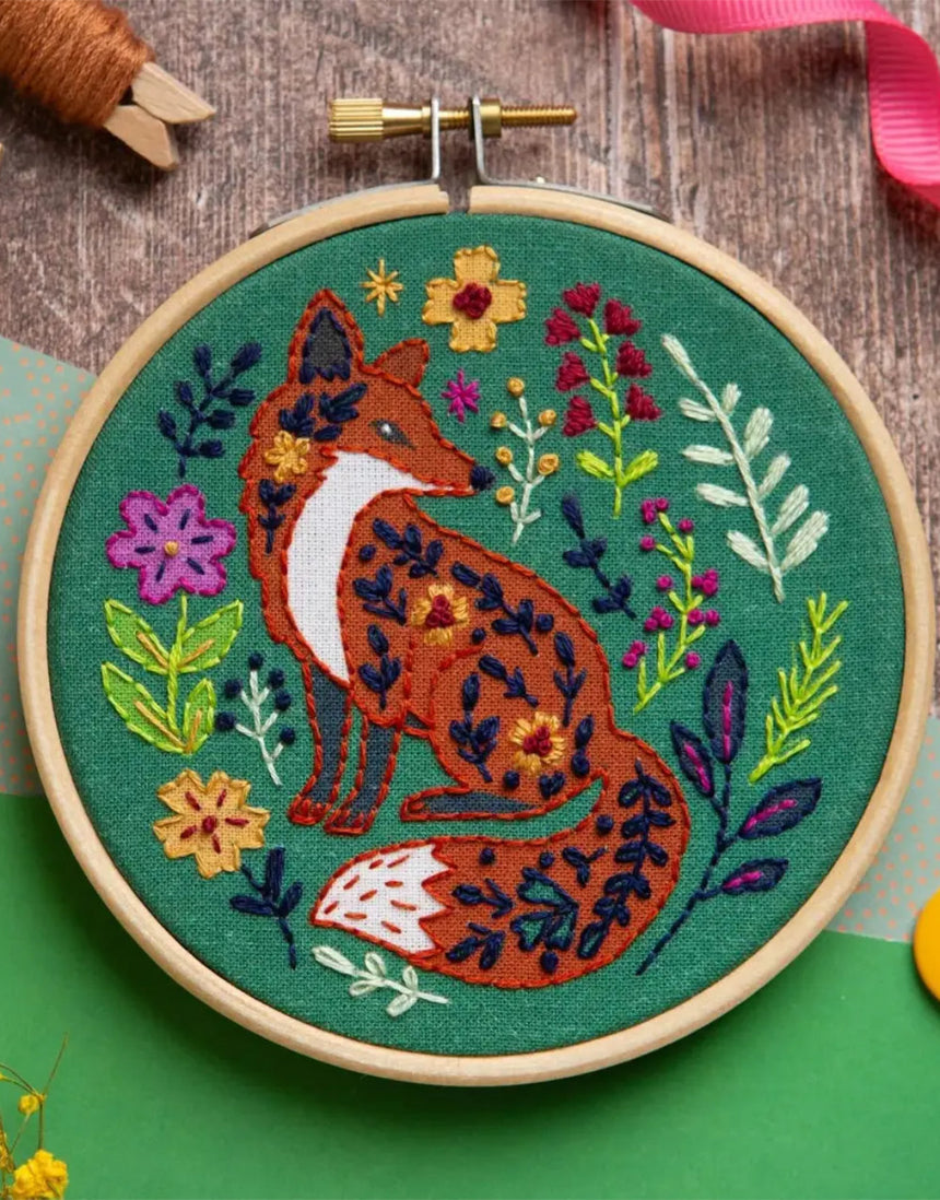 Folk Fox Mini Embroidery Kit, Hawthorn Handmade