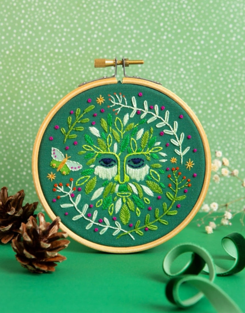 Folk Green Man Mini Embroidery Kit, Hawthorn Handmade