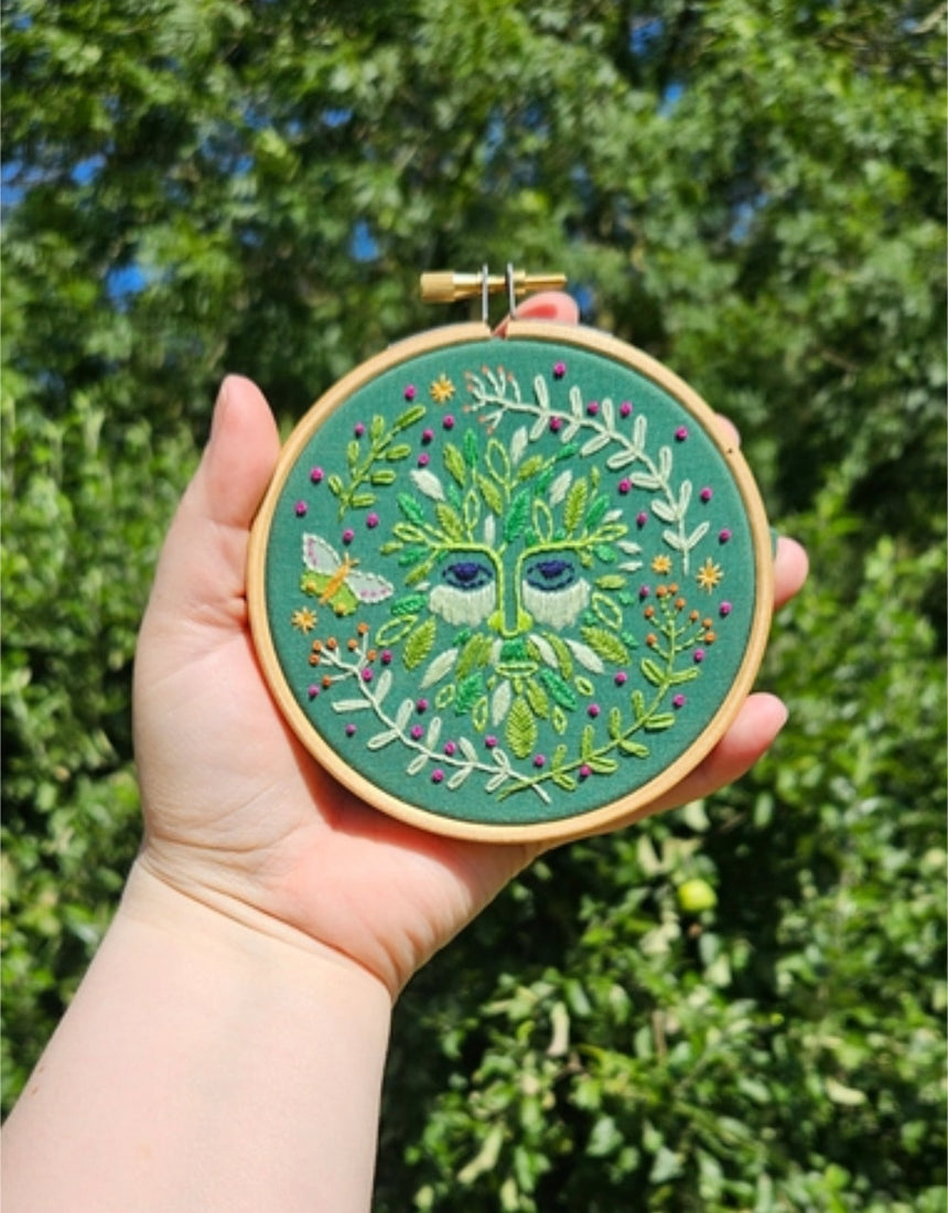 Folk Green Man Mini Embroidery Kit, Hawthorn Handmade