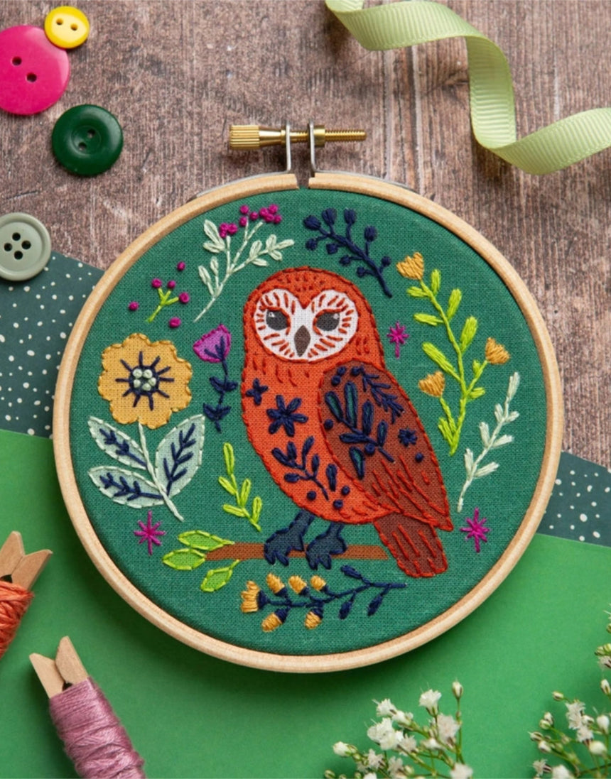 Folk Owl Mini Embroidery Kit, Hawthorn Handmade