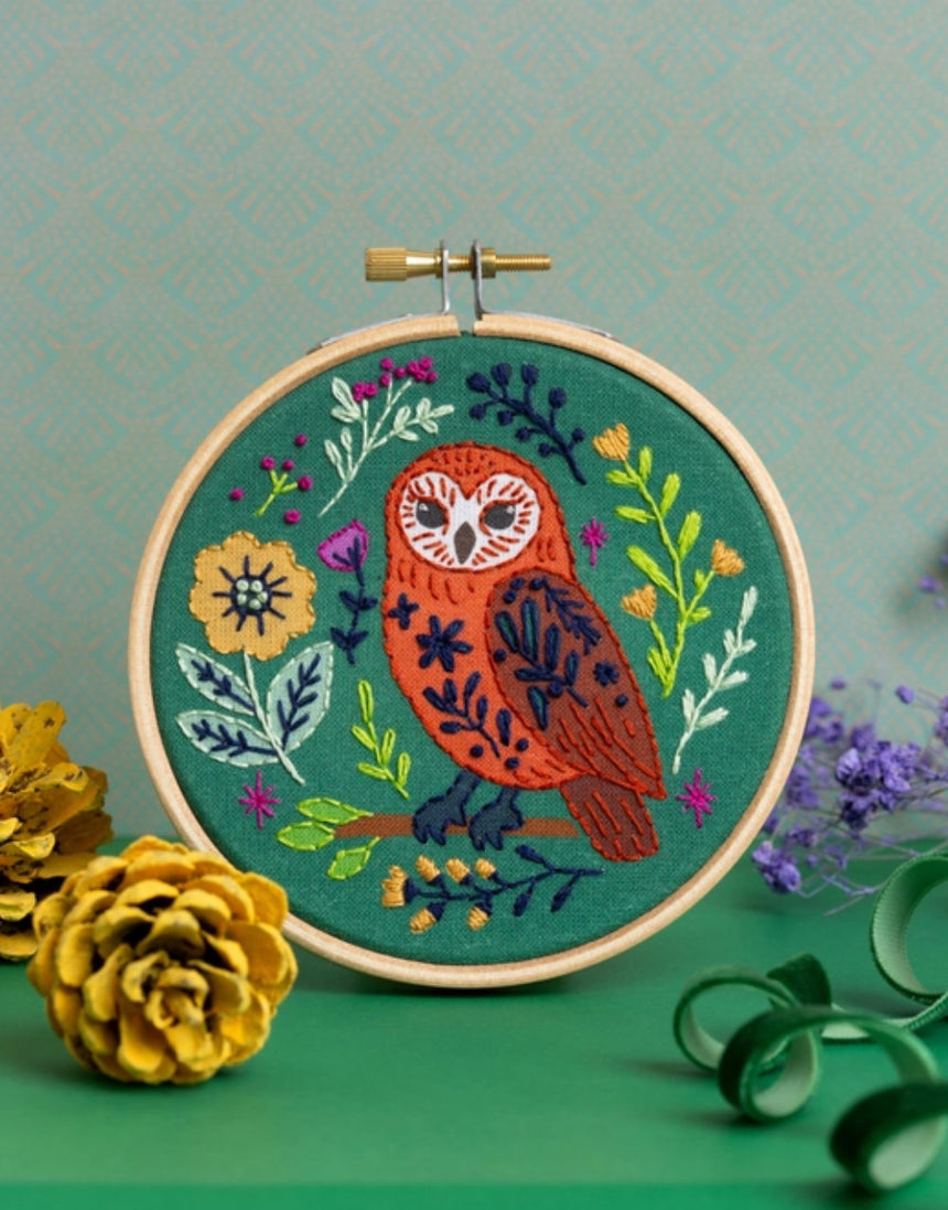 Folk Owl Mini Embroidery Kit, Hawthorn Handmade