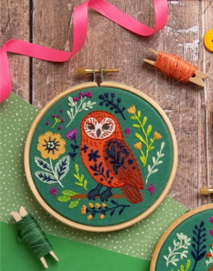 Folk Owl Mini Embroidery Kit, Hawthorn Handmade