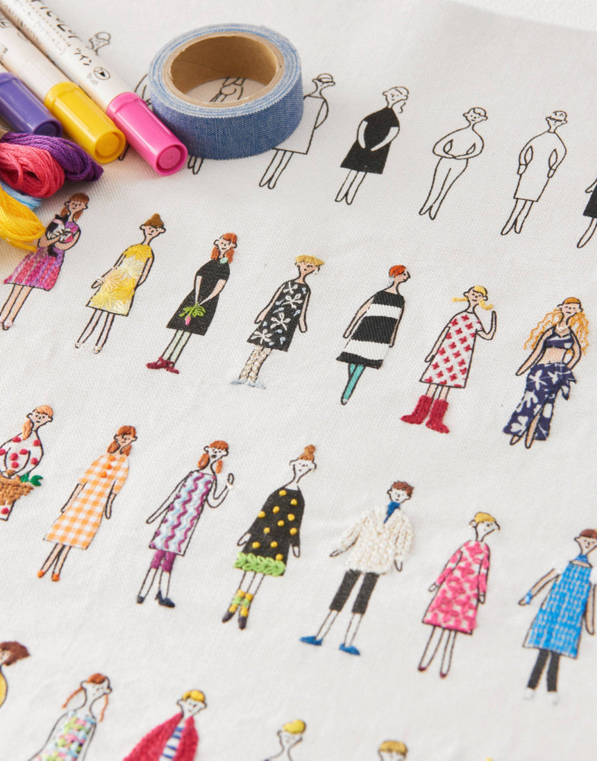 100 Ladies & Gents Embroidery Fabric Panel, Cosmo Embroidery