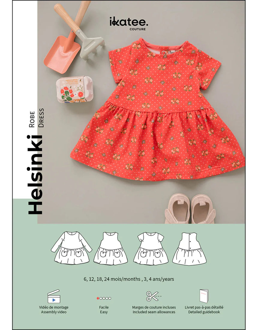 Helsinki Baby Dress Sewing Pattern (6m - 4y), Ikatee