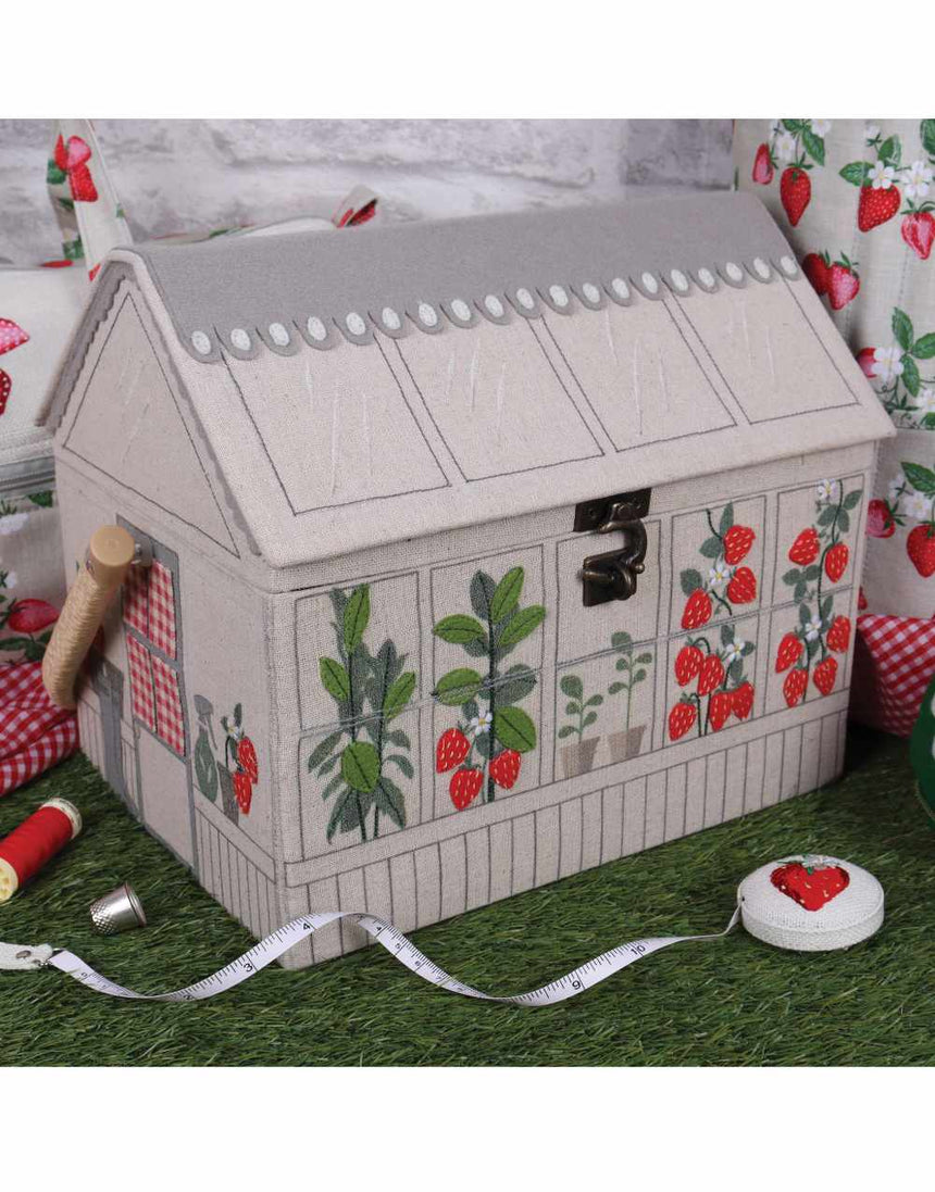 Strawberry Greenhouse Large Sewing Basket Box