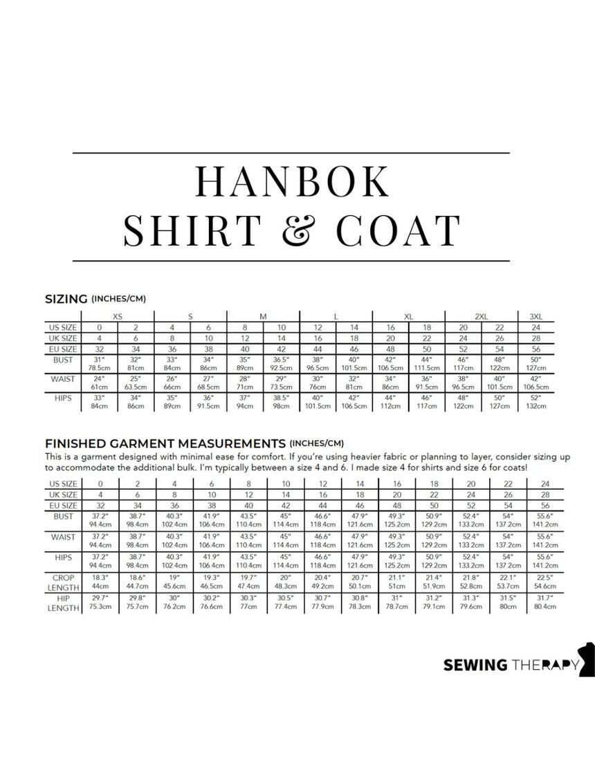 Hanbok Shirt and Coat PDF Pattern, Sewing Therapy