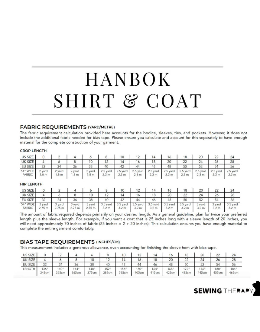 Hanbok Shirt and Coat PDF Pattern, Sewing Therapy
