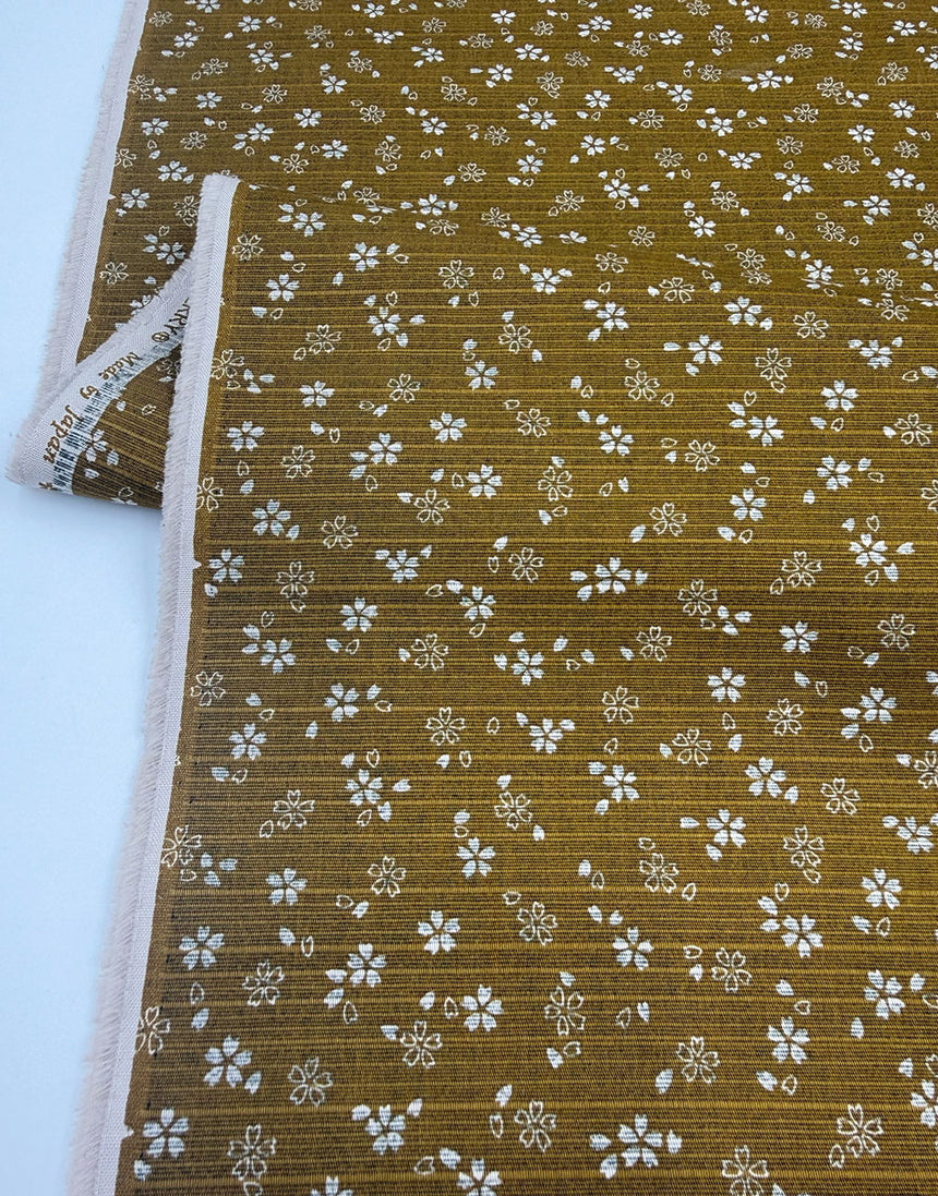 Sevenberry Japanese Reversible Cotton Shantung Fabric - Mustard & Green