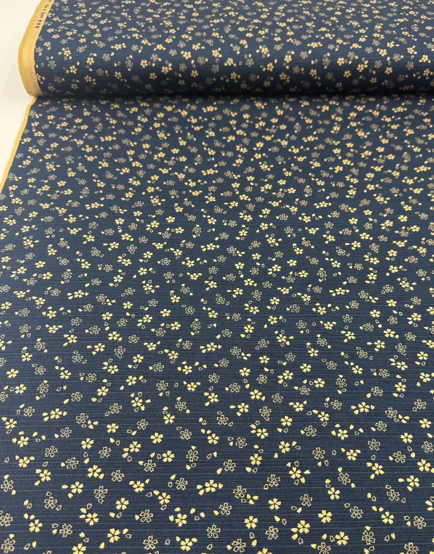 Sevenberry Japanese Reversible Cotton Shantung Fabric - Indigo Blue & Brown