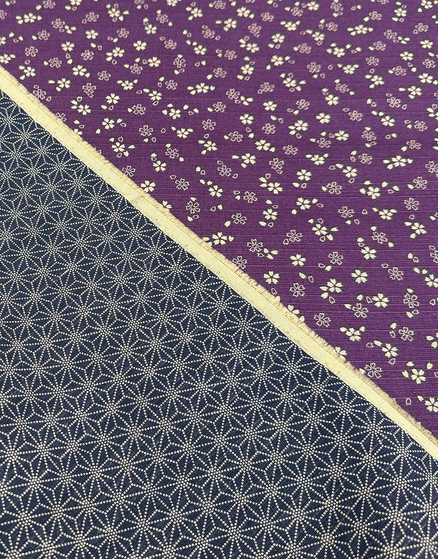 Sevenberry Japanese Reversible Cotton Shantung Fabric - Purple & Indigo