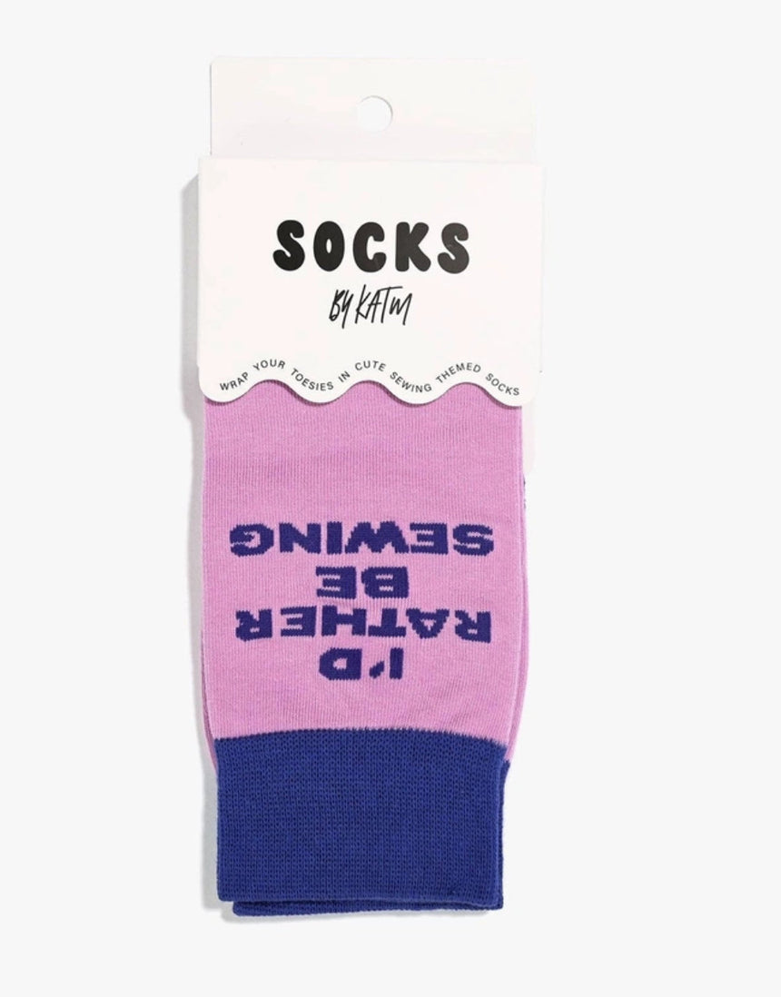 I'd Rather Be Sewing Socks (Purple/Blue), 1 Pair, Kylie and the Machine