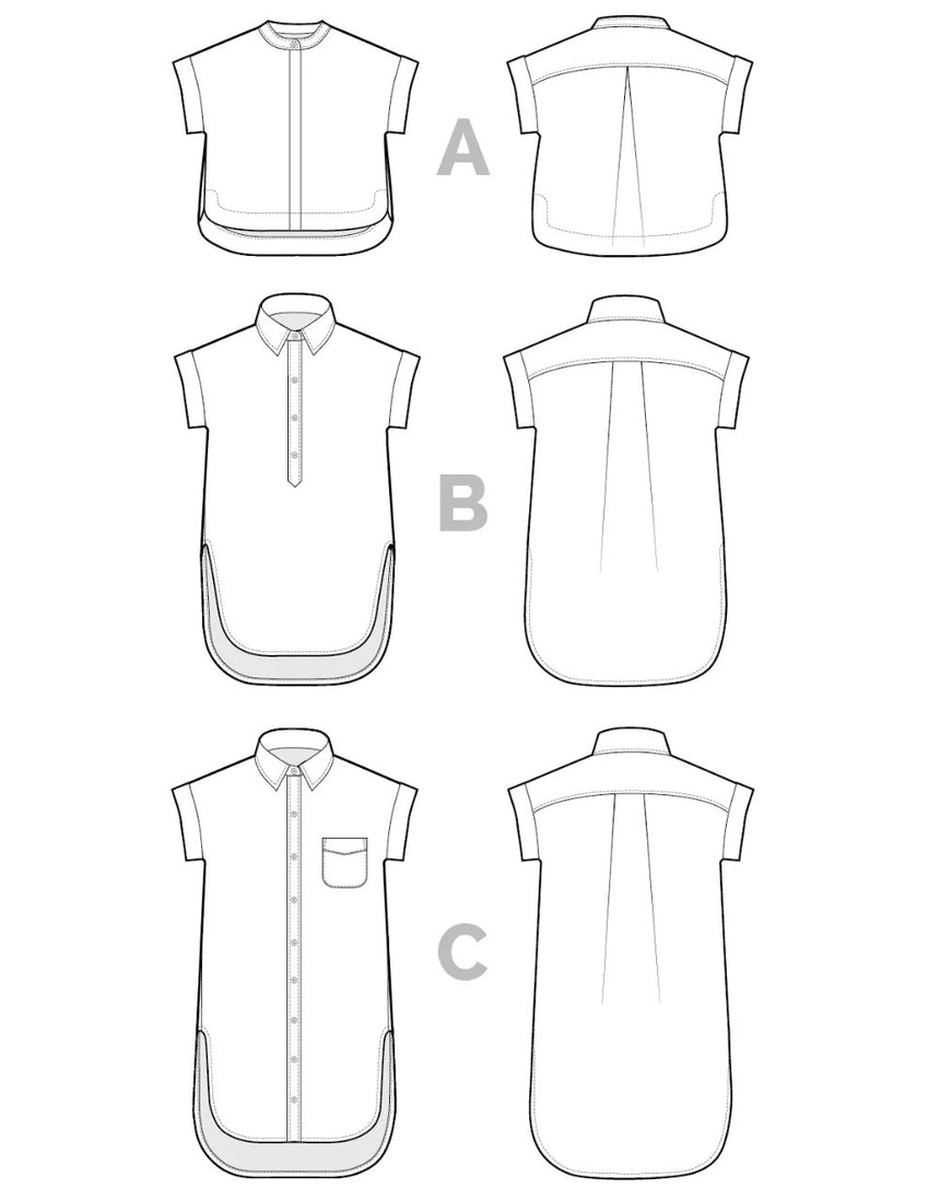 Kalle Shirt and Shirtdress PDF Sewing Pattern, Closet Core
