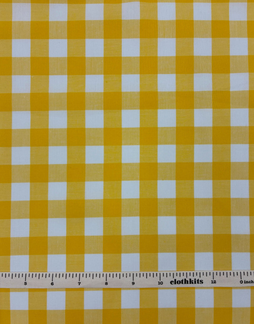 Large Yellow Yarn-Dyed Gingham Cotton Fabric