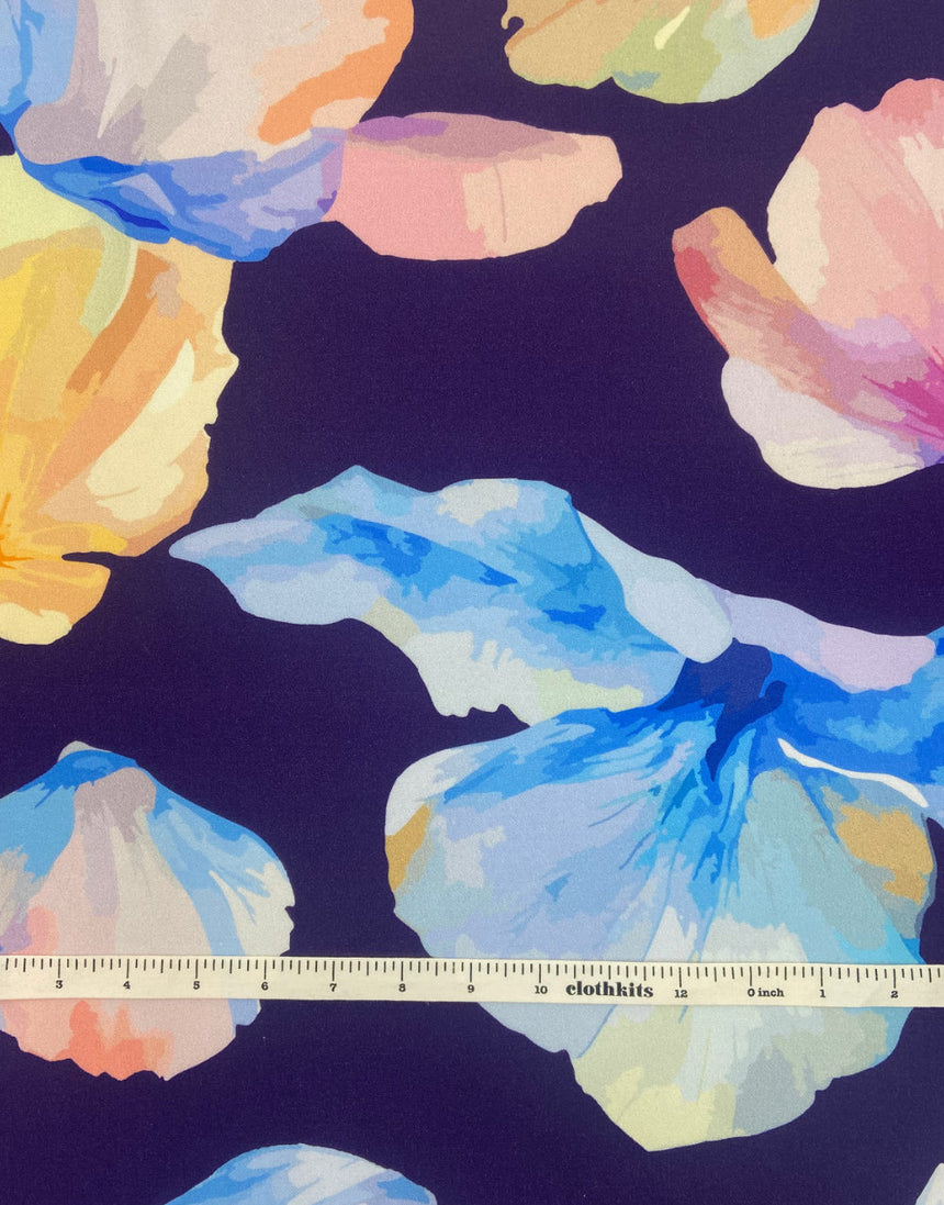 Midnight Petal Drift Light & Lush Viscose Fabric