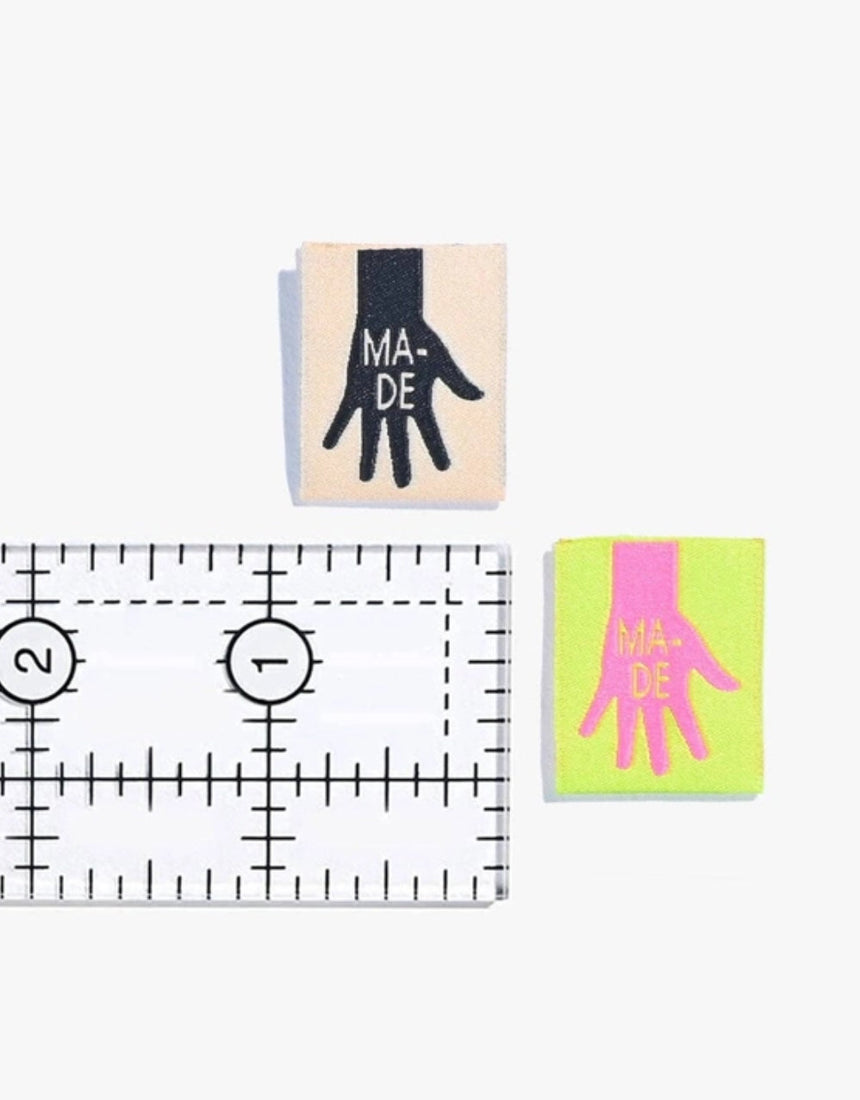 Made (Hand) Woven Labels, pack of 6, Kylie and the Machine
